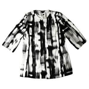 Chicos White Black Blazer Lined Hook & Eye Shoulder Pads Size 2 Large 10/12